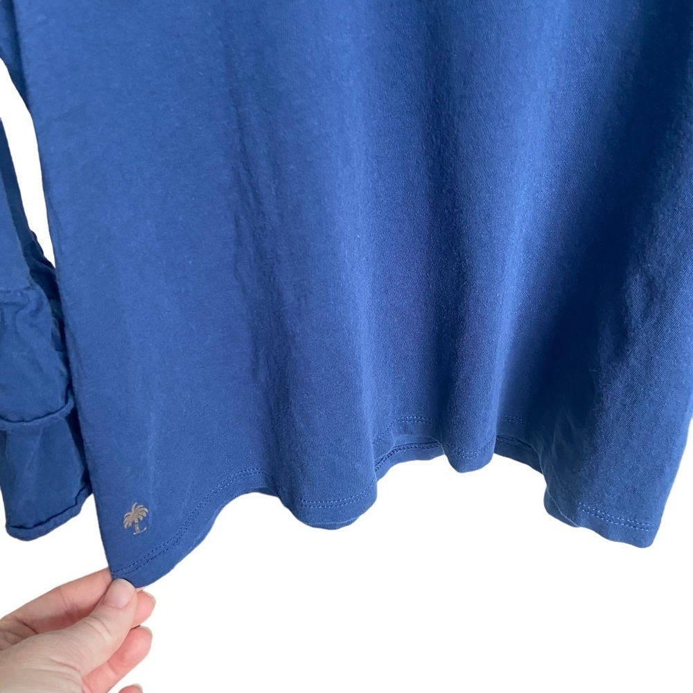 Lilly Pulitzer Navy Blue Ruffle Sleeve Top - Size Medium (6/7) - Picture 4 of 5